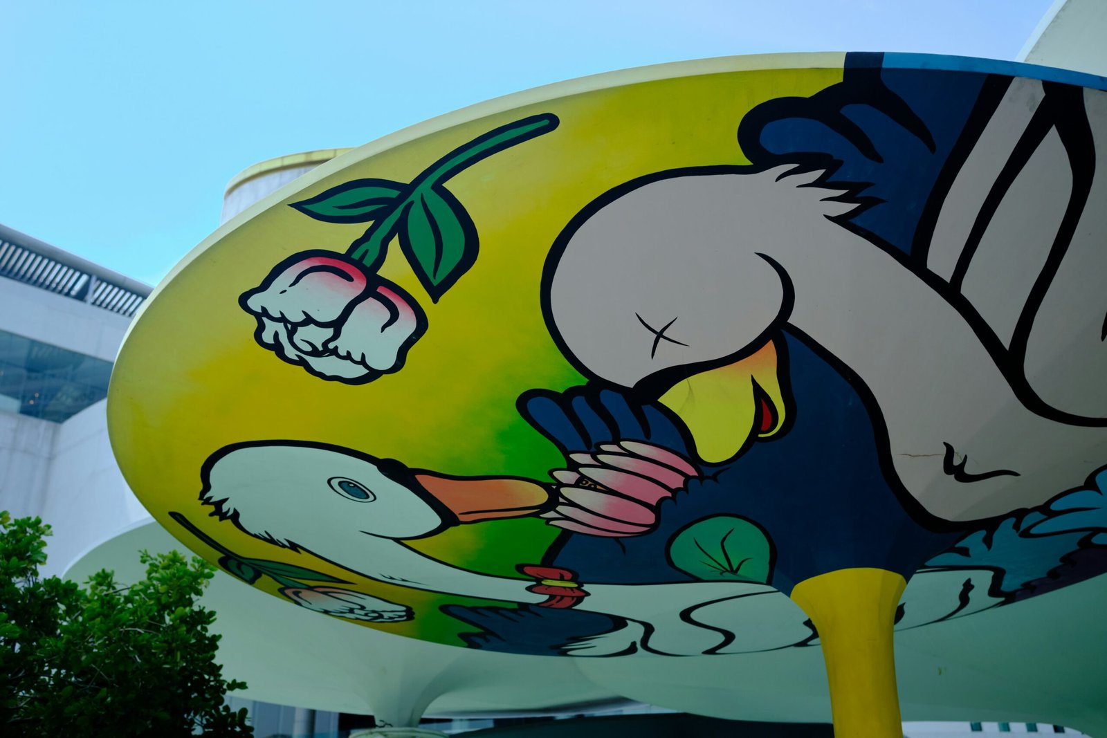 a close up of a large sign with a bird on it